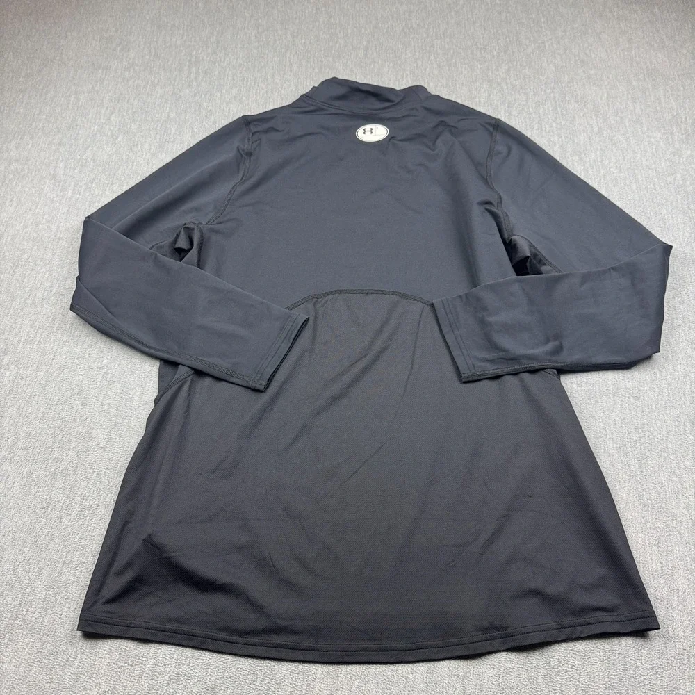 Under Armour T Shirt Mens 2XL XXL Black Fitted Mock Neck Cold Gear Baselayer NWT